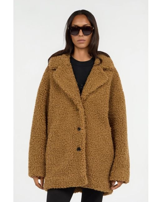 Roberto Cavalli Brown Teddy Coat With Leopard Lining