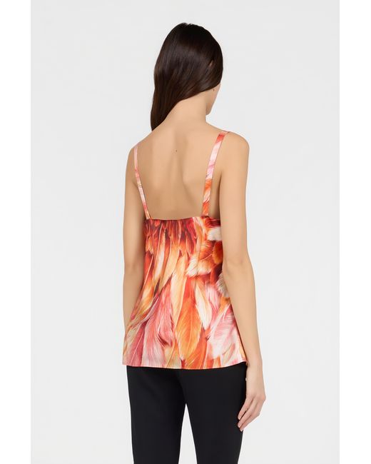 Roberto Cavalli Red Plumange Print Camisole