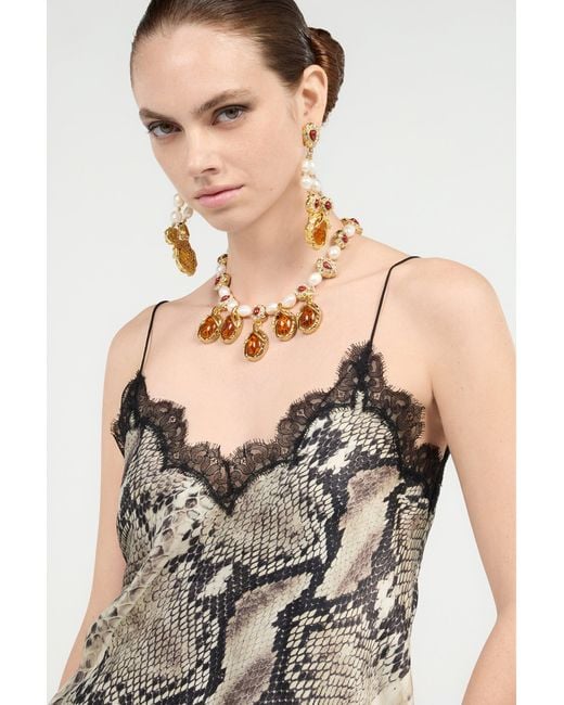 Top De Seda Con Estampado Python Roberto Cavalli de color White