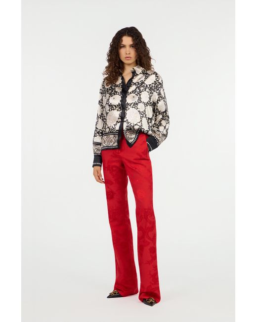 Camicia Nero E Avorio Con Stampa Floreale di Roberto Cavalli in Black