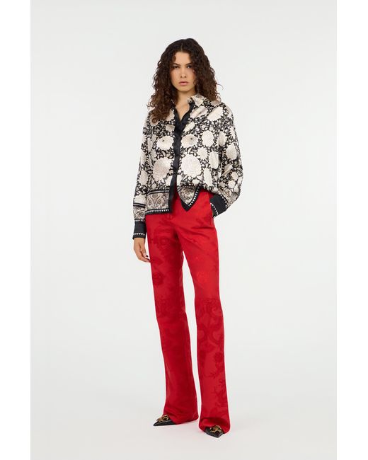Roberto Cavalli Black And Ivory Floral Print Shirt