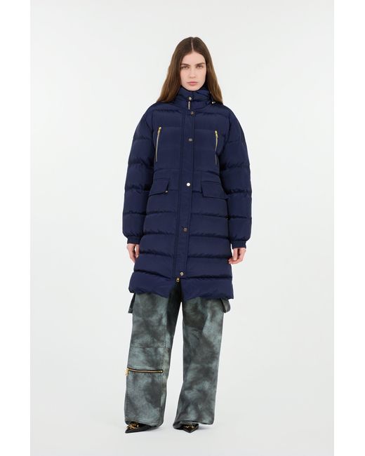 Roberto Cavalli Blue Marble Print Down Jacket