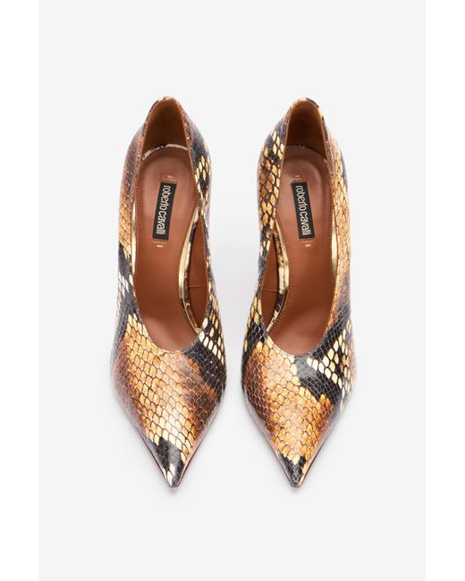 Roberto Cavalli Multicolor Pumps With Python Print
