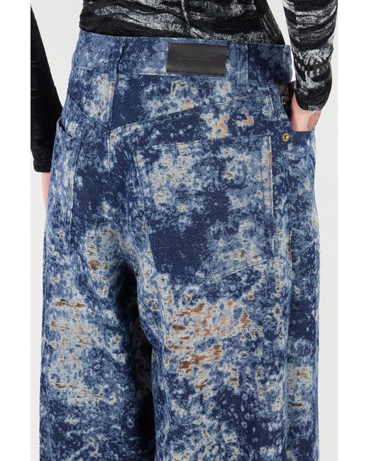 Roberto Cavalli Blue Loose Fit Bleached-Effect Jeans