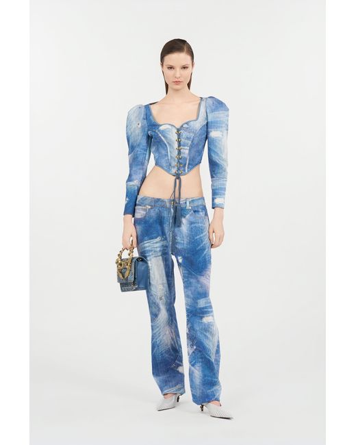 Roberto Cavalli Blue Patchwork Denim Jeans