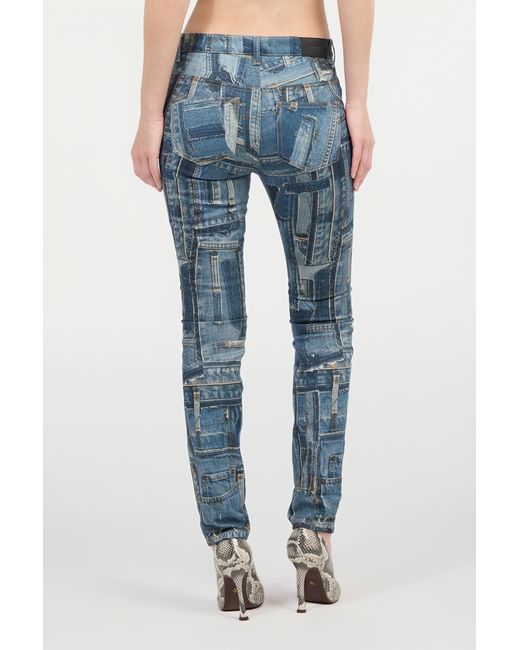 Roberto Cavalli Blue Skinny Patchwork Capsule Collection Jeans