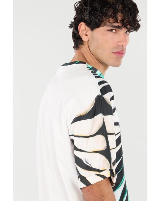 Roberto Cavalli Green Silk Blend T-Shirt With Ray Of Sea Print for men