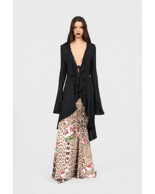 Roberto Cavalli White Jaguar Roses Print Dress