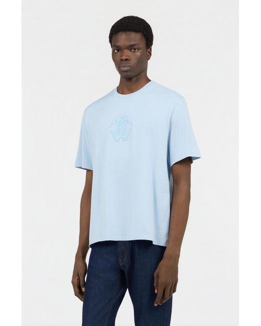 Roberto Cavalli Blue Light T-Shirt With Embroidered Logo for men