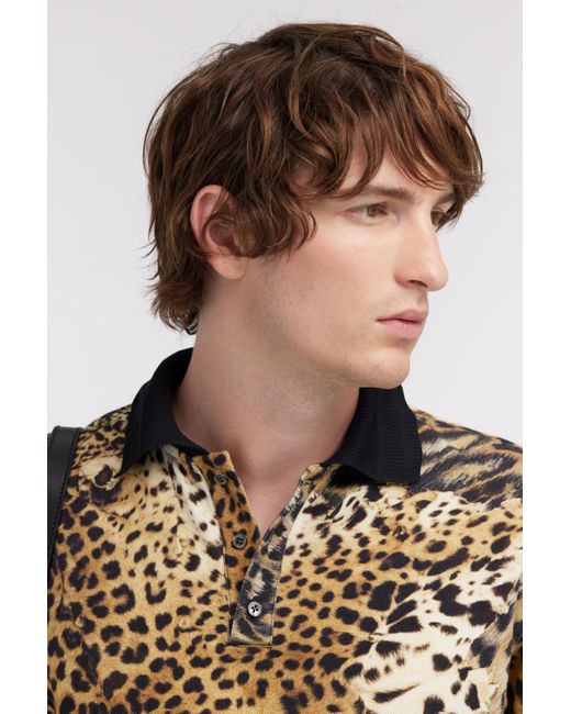 Roberto Cavalli Brown Printed Polo Shirt for men
