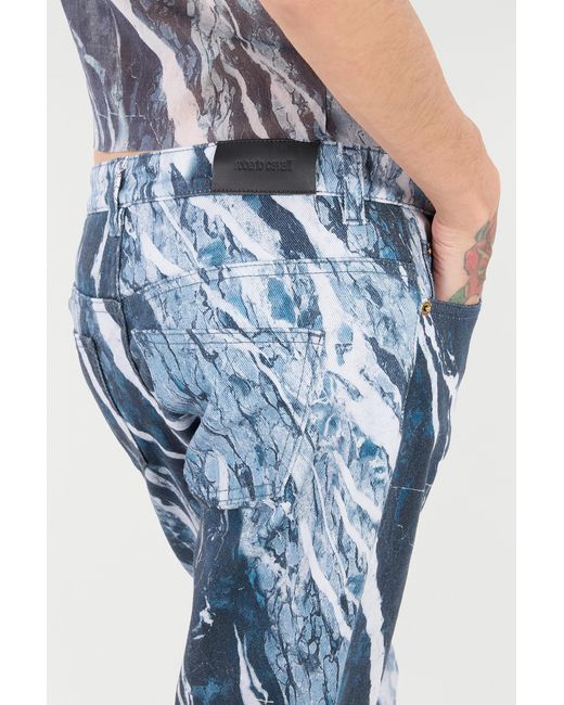 Roberto Cavalli Blue Rubane Print Jeans