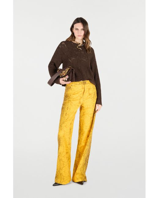 Roberto Cavalli Brown Crochet Effect Sweater