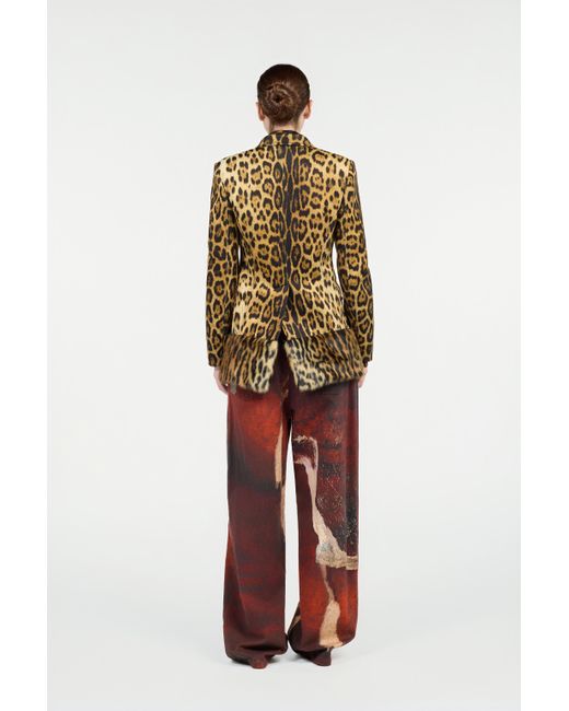 Roberto Cavalli Brown Single-Breasted Blazer With Jaguar Skin Print