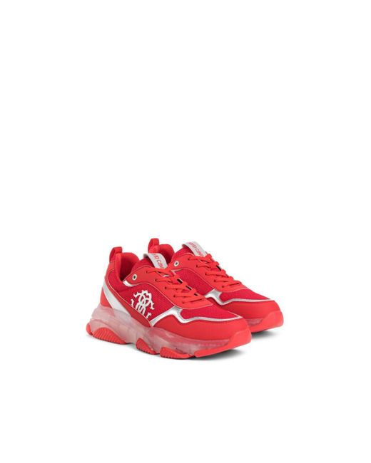 Roberto Cavalli Rc Monogram Chunky Sneakers in Red for Men | Lyst
