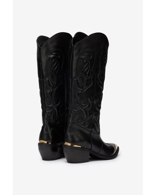 Roberto Cavalli Black Texan Boots