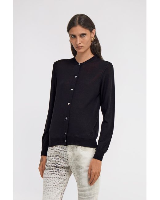 Roberto Cavalli Blue Long-Sleeved Crewneck Cardigan