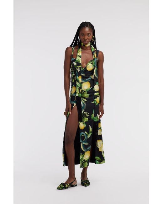Roberto Cavalli White Midi Dress With Lemon Print