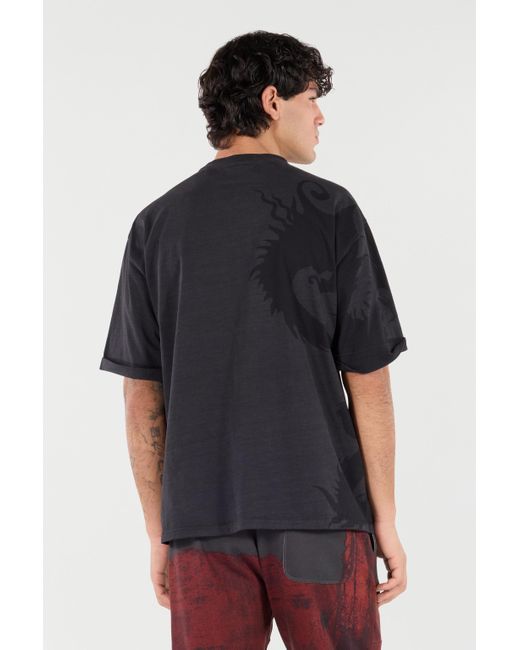 Roberto Cavalli Black T-Shirt With Ideogram Rc Monogram for men