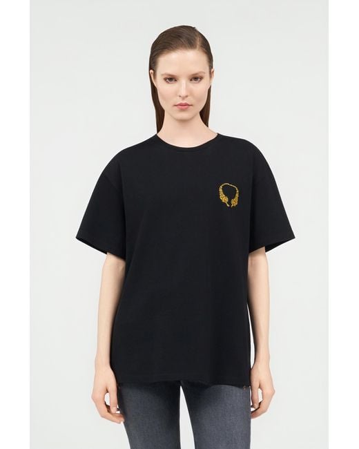 Roberto Cavalli Black Cotton T-Shirt With Tigers