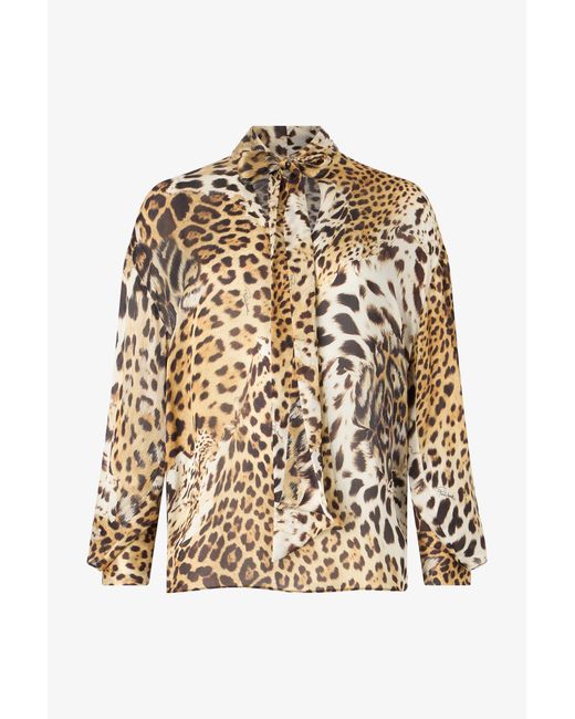 Roberto Cavalli Natural Shirt With Jaguar Skin Print