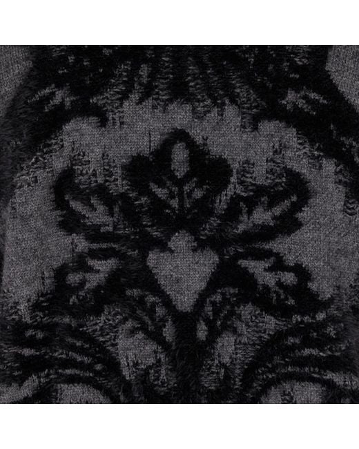 Roberto Cavalli Black Sweater With Plush Brocade Pattern for men