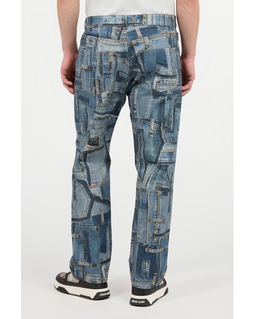 Roberto Cavalli Blue Patchwork Capsule Collection Jeans for men