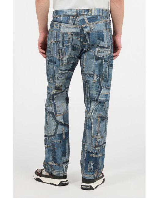 Roberto Cavalli Blue Patchwork Capsule Collection Jeans for men