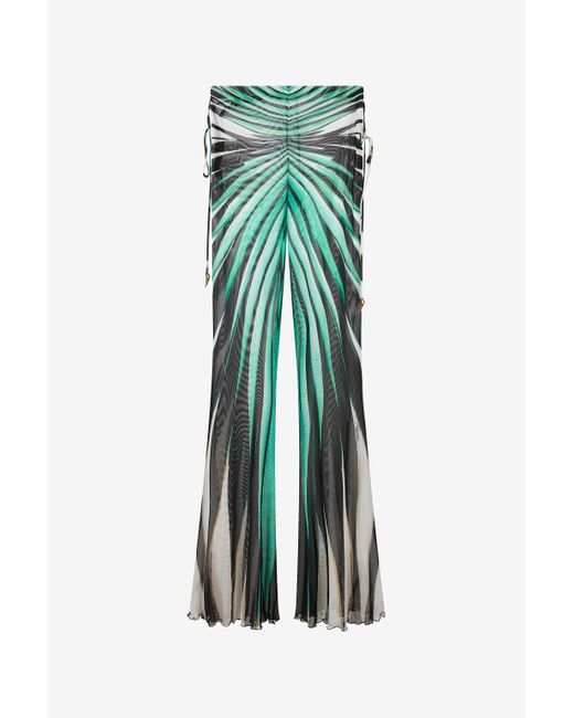 Roberto Cavalli Green Ray Of Sea Print Flared Trousers