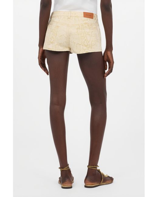 Roberto Cavalli Natural Micro Shorts With Python Pattern