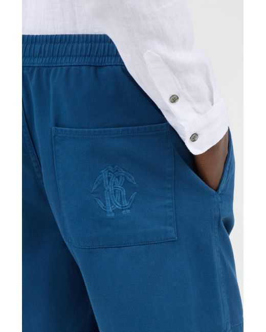 Roberto Cavalli Blue Pleated Bermuda Shorts for men