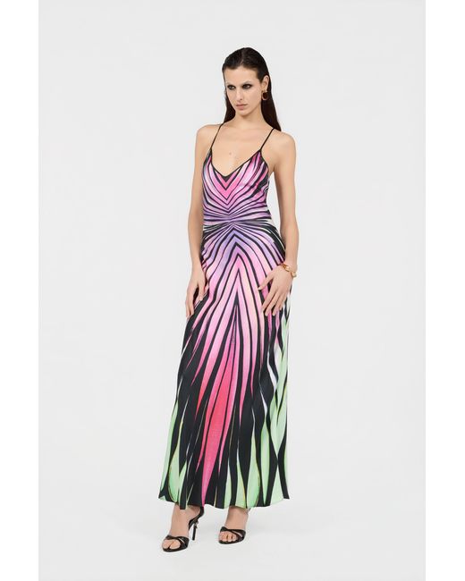 Roberto Cavalli White Ray Of Paradise Print Silk Slip Dress