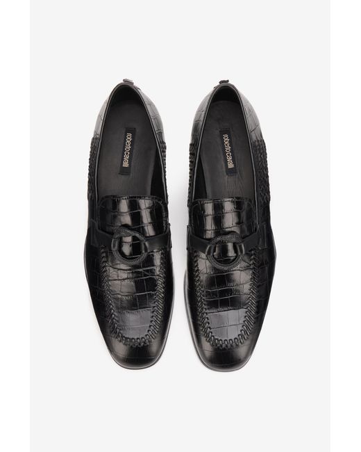 Roberto Cavalli Black Leather Loafer for men