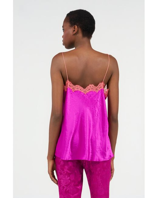 Roberto Cavalli Pink Top With Lace Detailing
