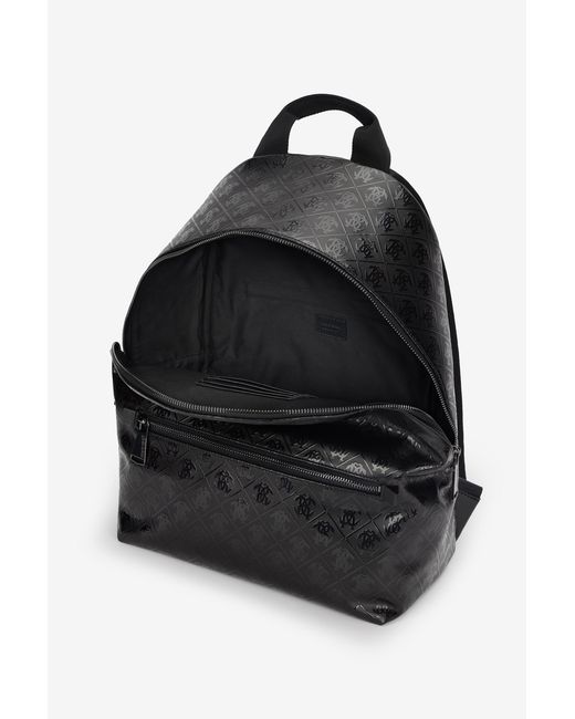 Roberto Cavalli Black Backpack With All-Over Mirror Snake Monogram for men