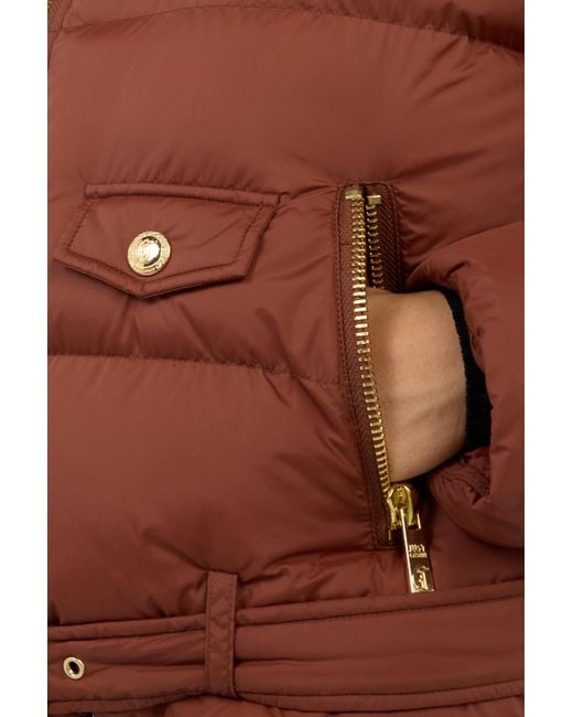 Roberto Cavalli Red Puffer Coat With Belt