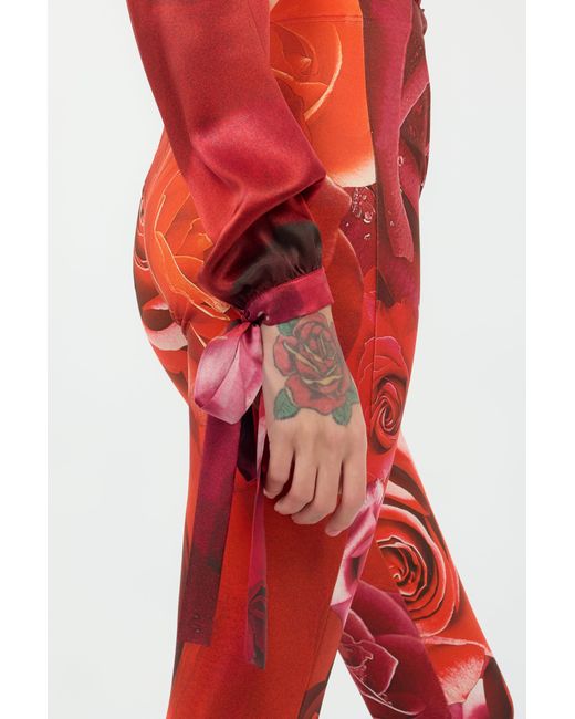 Roberto Cavalli Red Abstract-Print Bodysuit