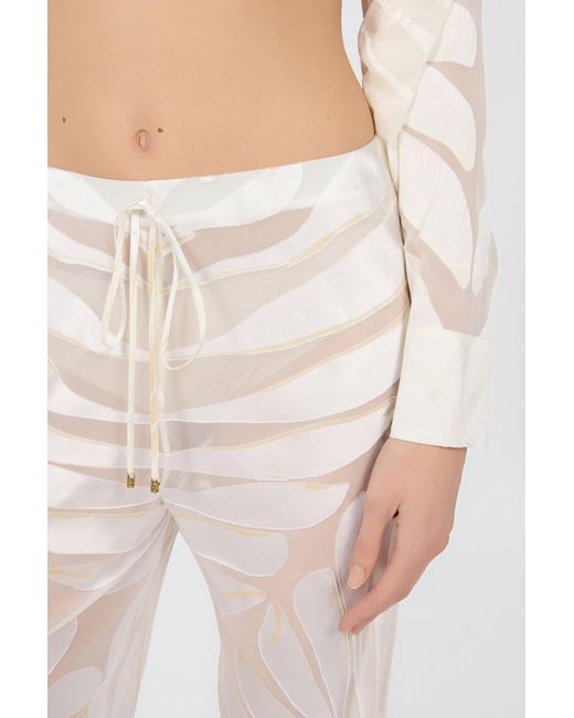 Roberto Cavalli White Trousers With Ray Devoré Print