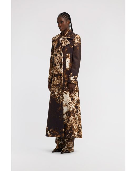 Roberto Cavalli White Appaloosa Printed Double-Breasted Trench Coat