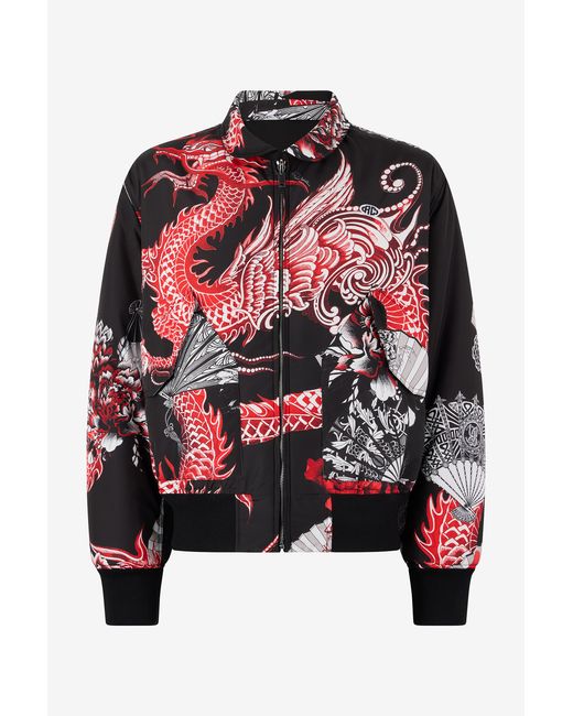 Roberto Cavalli Black Reversible Bomber Jacket With Dragon for men