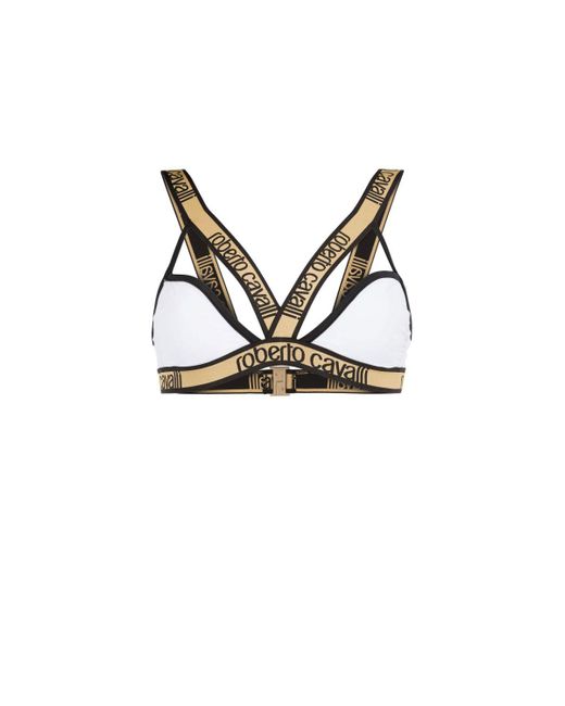 Roberto Cavalli Logo Jacquard Cut Out Bikini Top In Black Lyst 
