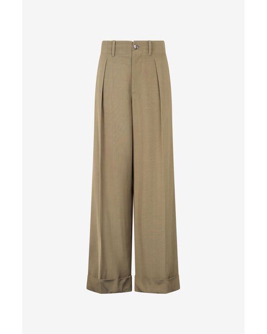Roberto Cavalli Natural Palazzo Pants With Pleat Detail for men