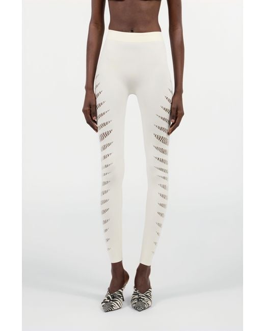 Roberto Cavalli White Ivory Cut-Out Leggings