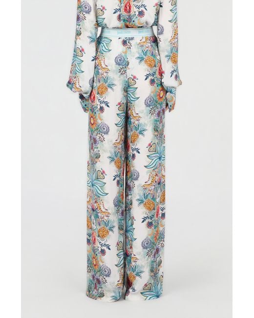Roberto Cavalli Blue Tropical Garden Print Trousers