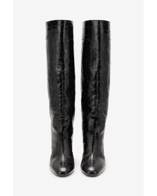 Roberto Cavalli Black Boots With Crocodile Embossing