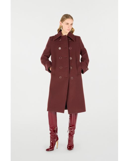 Roberto Cavalli Red Double-Breasted Wool Coat