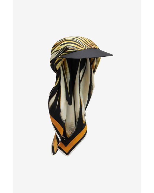 Roberto Cavalli White Hat With Visor And Ray Of Scarf