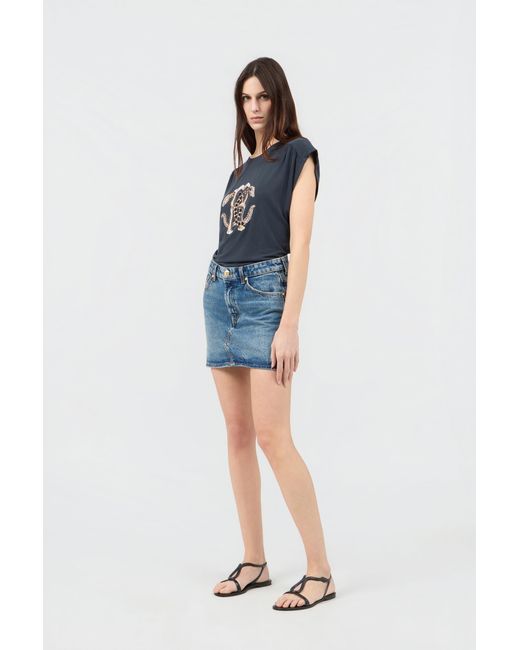 Roberto Cavalli Blue Denim Mini Skirt