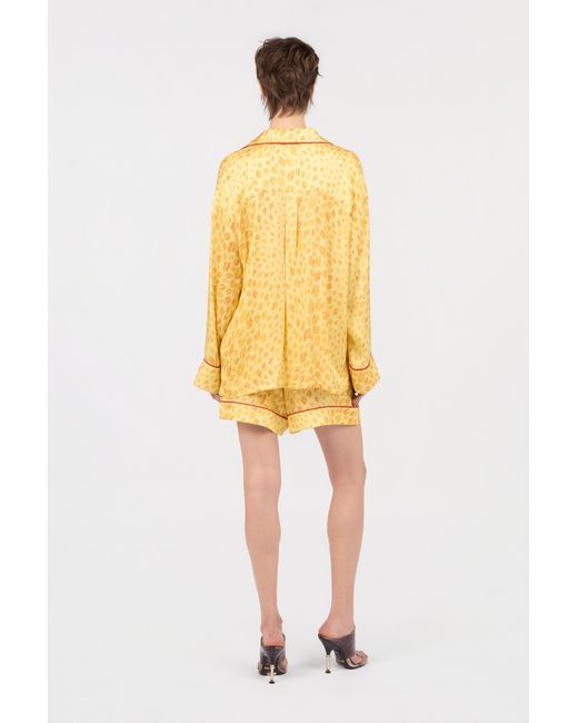 Roberto Cavalli Yellow The Jaguar Kiss Print Shirt