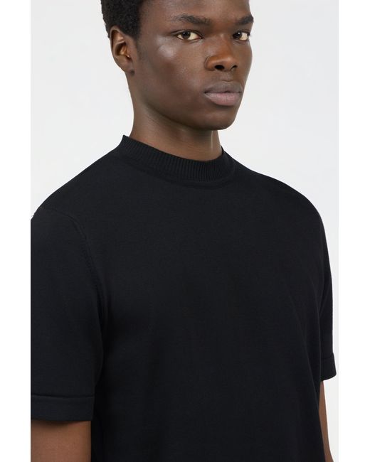 Roberto Cavalli Black Mock Neck T-Shirt for men
