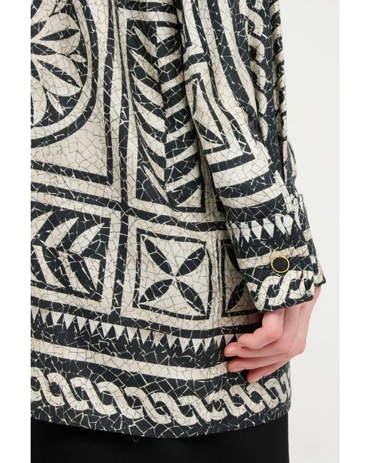 Roberto Cavalli Gray Silk Shirt With Mosaic Print